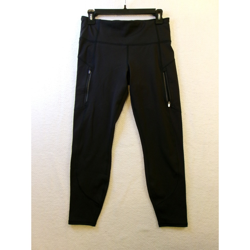 Athleta Rainier 7/8 Tight Leggings Black High Rise Zip Pockets 985342 Womens M